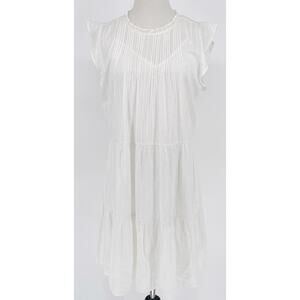 Lucky Brand Coastal Cowgirl Dress‎ White Cotton Tiered Boho Beachy Cottagecore